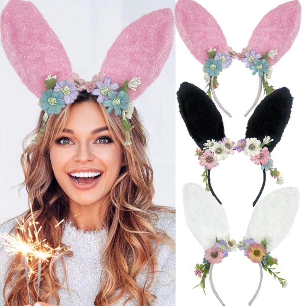 

Plush Hair Hoop Bunny Hair Band Flower Easter Day Headband Simple Easter Decoration