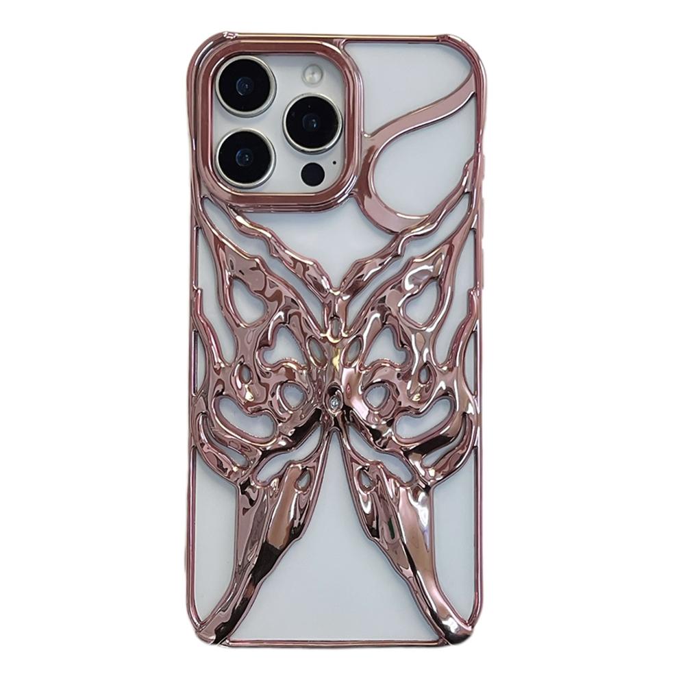 For iPhone 16 Pro Max Case Electroplated Hollow Butterfly Pattern Creative Design TPU Phone Cover