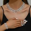 3pcs Women Jewelry Set Rhinestone Earrings Necklace Vracelet Wedding Party Accessories