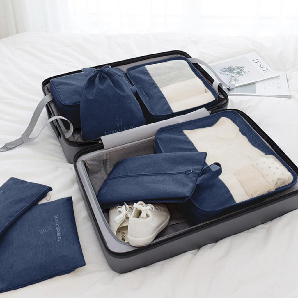 Organizer cases for suitcases for clothes, underwear, cosmetics, 7 pieces