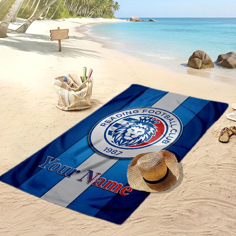 Reading FC Personalized Printed Beach Towel Soccer Logo Support Custom Name Text Absorbent Towel For Sport Travel Special Gift