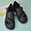 Summer Men Sandals Genuine Leather Mens Casual Shoes  Men Leather Sandals Large size breathable walking men's Black shoes