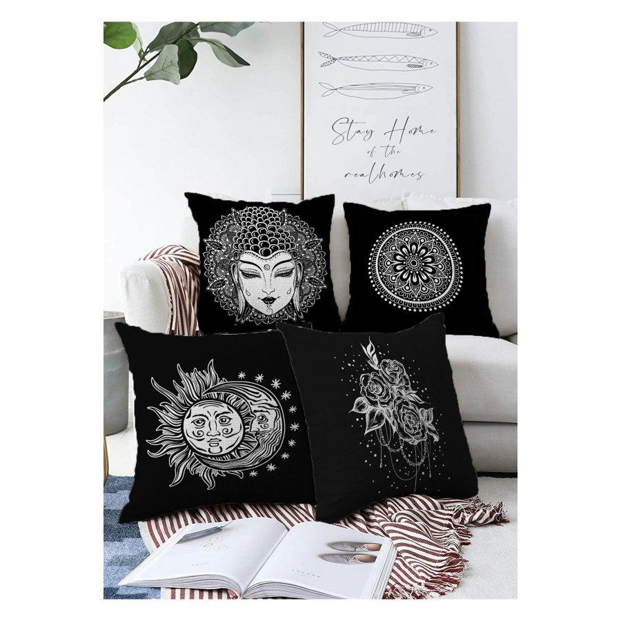 4-teiliges doppelseitiges, digital bedrucktes Kissenbezug-Set