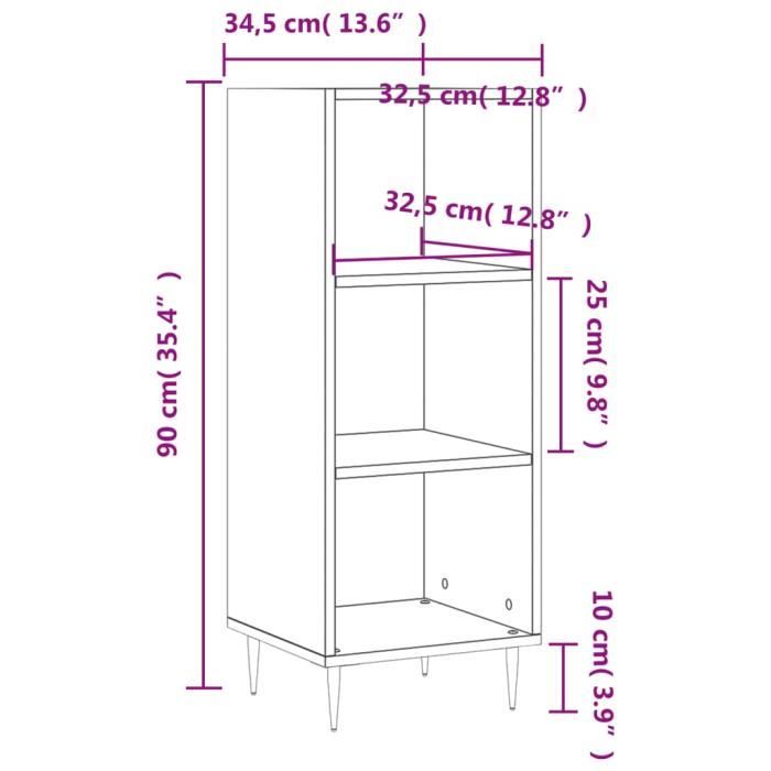 VidaXL Buffet blanc brillant 34,5x32,5x90 cm bois d'ingénierie 828710