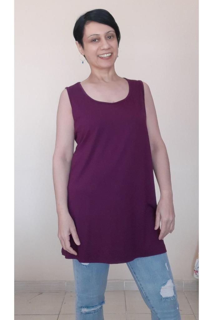 Damenstil Übergröße T-Shirt Pflaume Dicke Träger Gekämmte Baumwolle Viskose T-Shirt