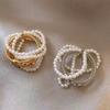 Multi-layer Pearl Open Ring French Retro Elegant Temperament Index Finger Ring Jewelry