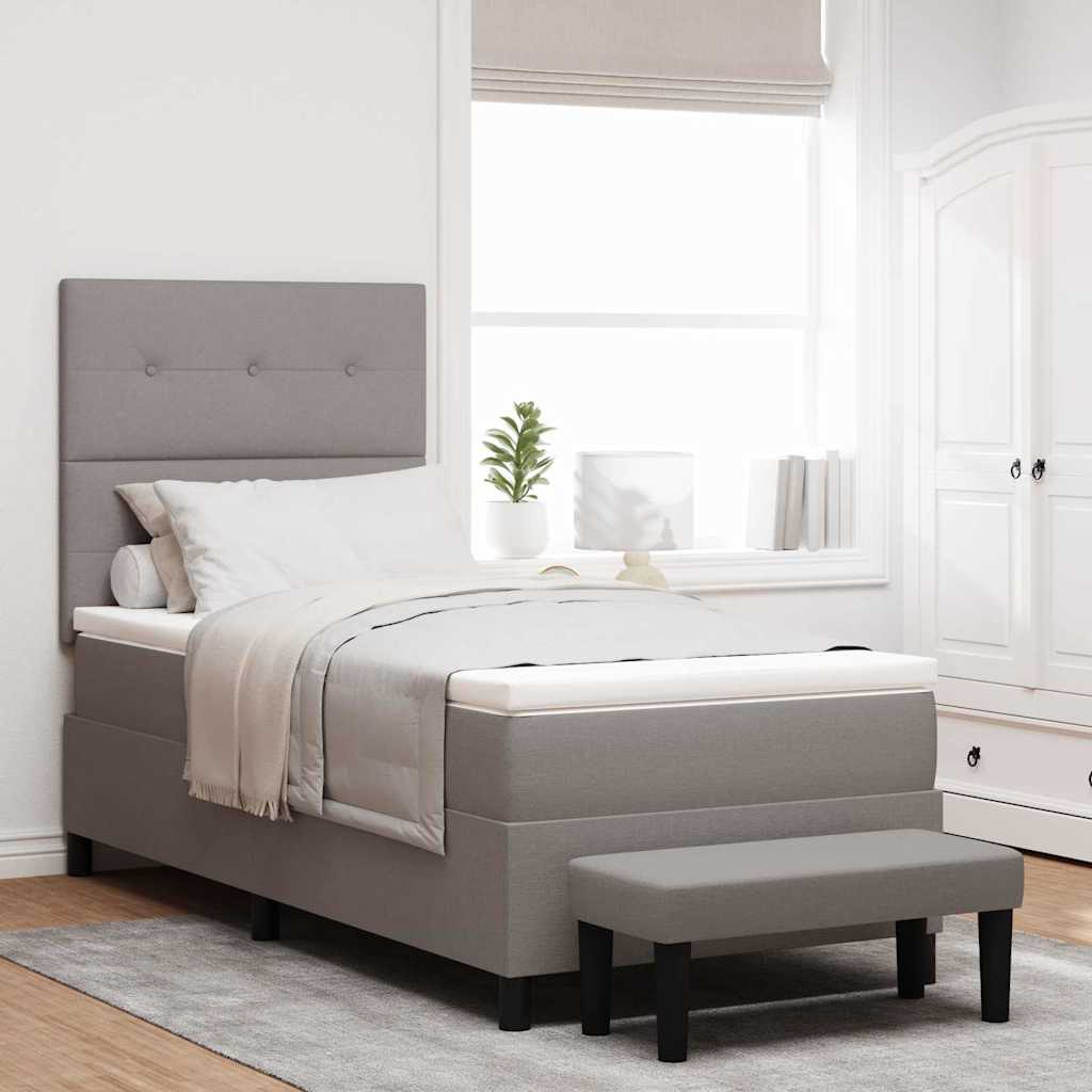 Box Spring Bed with Headboard Taupe 90 x 190 cm Fabric