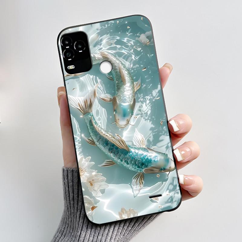 Black Phone Case For BLU G71 Plus (G71+ G71P) Shockproof For BLU G71 Plus (G71+ G71P) Little Rabbit In The Flowers Pattern Cover