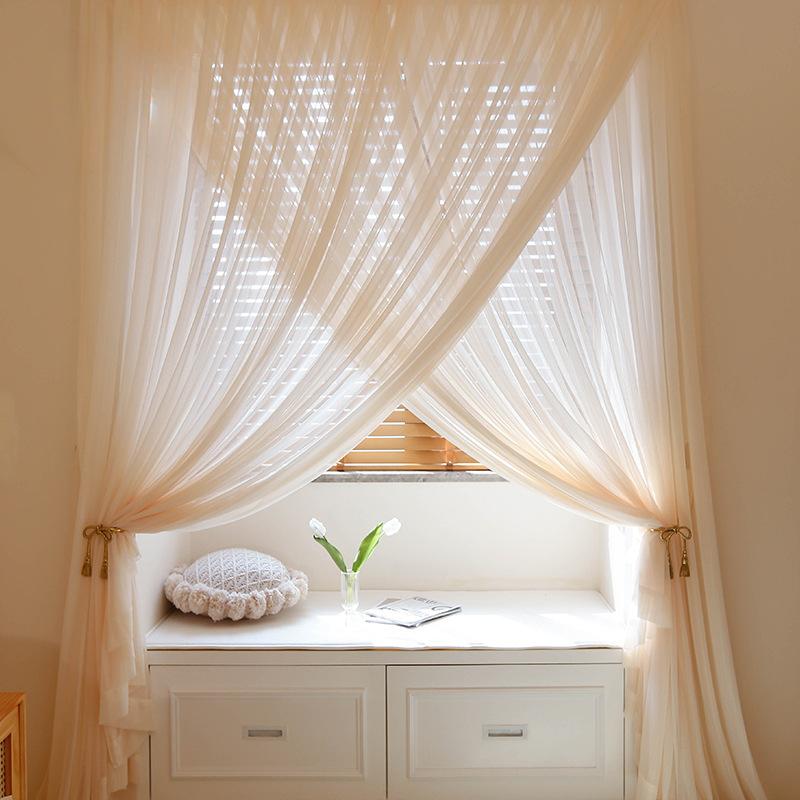 Hot European American Style Multicolor Bay Window Screening Modern Chiffon Solid Door Curtains Drape Panel Sheer White Blue Tulle for Living Room