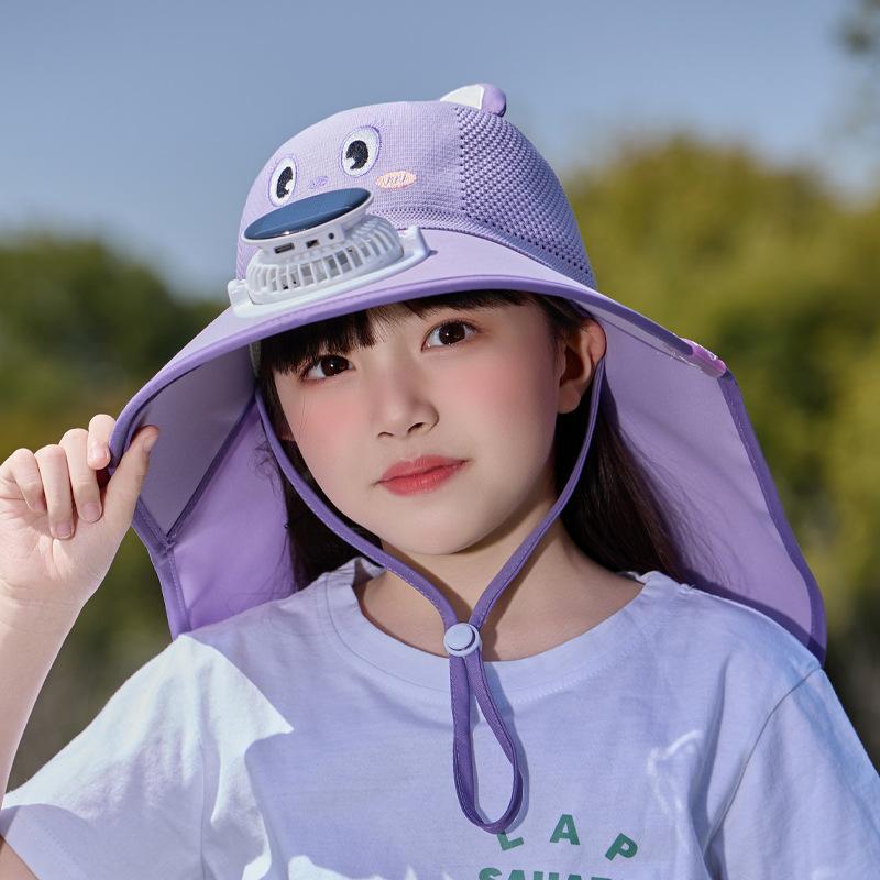 Barnhatt tecknad söt stor brätte med fläkt bucket hat pojkar och flickor utomhusutflykt sjal solskydd visir