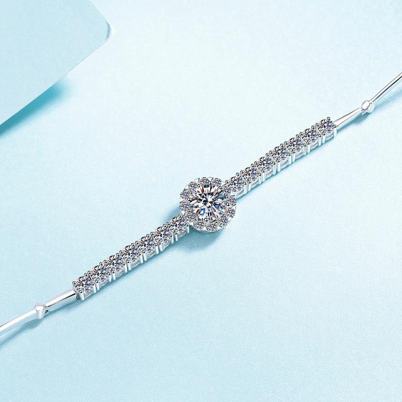 S925 Sterling Silver Moissanite Bracelet for Women Pt950 Gold Plated Gypsophila Fashion Light Luxury Bracelet