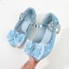 Kinder-High Heels Mädchen Pailletten Prinzessin Schuhe kleines Mädchen Elsa Klassenkameradin Baby Kristall Schuhe Frühling und Herbst Einzelne Schuhe