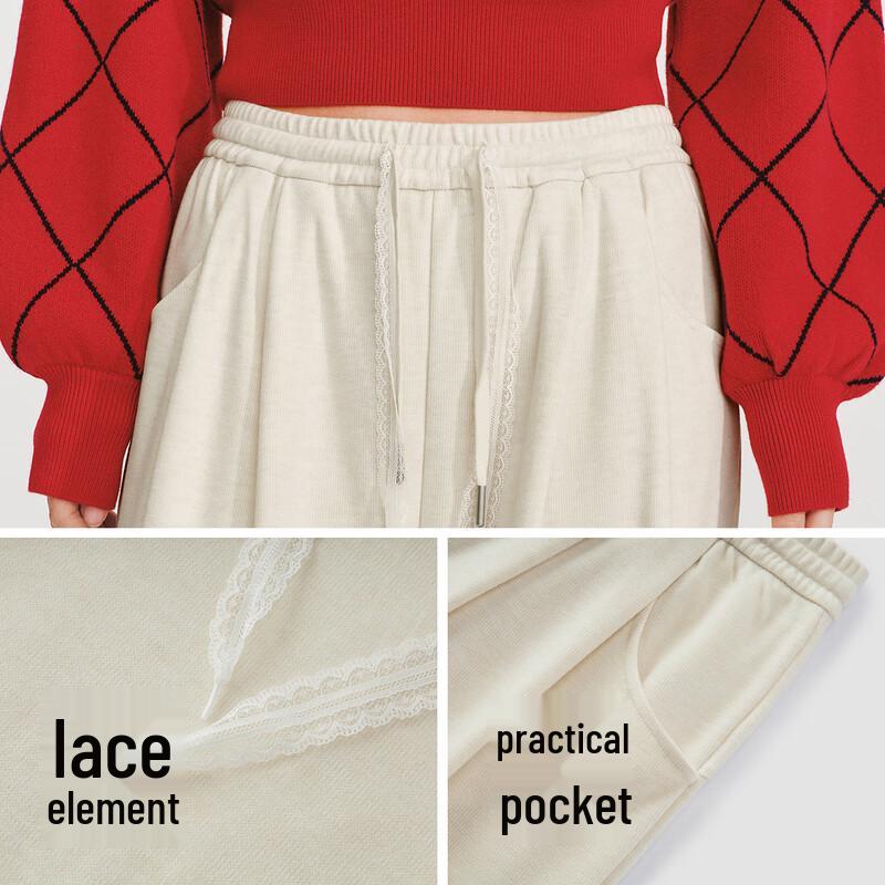 Semir Women's Spring Pleated Elastic Waist Wide-Leg Casual Pants