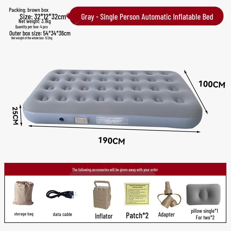 Inflatable Mattress with Built-in Pump, Non-Collapse, Foldable for Indoor/Outdoor Use