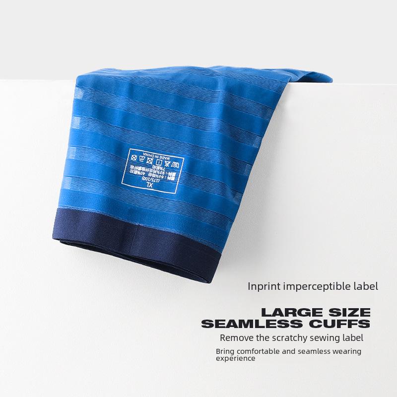 Men's Ice Silk Breathable Boxer Briefs: Antibacterial, Lightweight, Striped Summer Underwear.