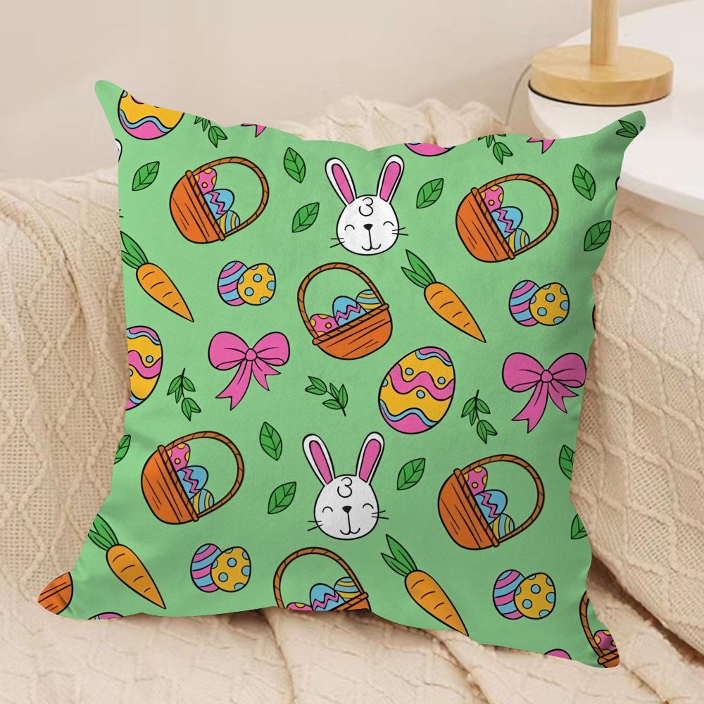 

Easter cartoon ins cute Cushion Cover Silky Short Plush Invisible Zipper Dustproof Sofa Pillow Case for Home Decor 30x30cm