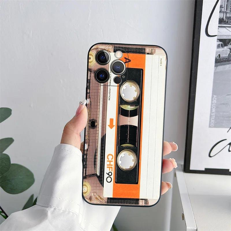 Vintage Music Tapes Cassette Phone Case for iPhone 11 15 Pro Max Case Coque 14 Plus 13 Pro 12 X XS XR 7 8 SE 2020 TPU Soft Cover