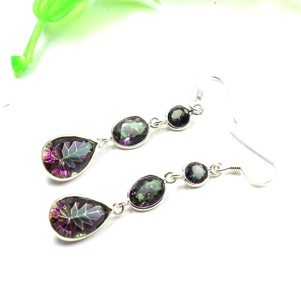 Mystic Topaz 925 Sterling Silver Earring Boho Earring Beautiful Handmade Designer Drop & Dangle Earring Silver Jewelry Gift For Women