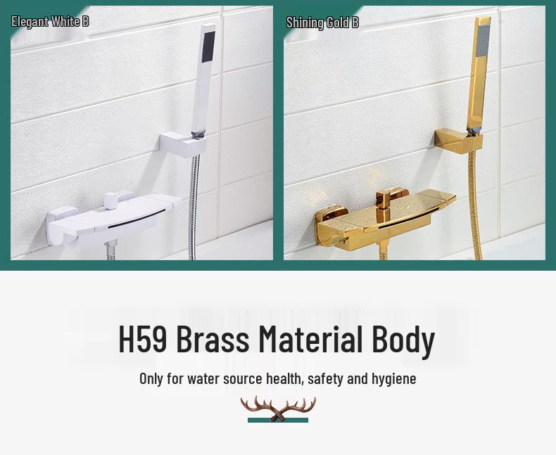 Waterfall Wall-Mounted Bathtub Faucet with Concealed Hot/Cold Shower Head Set