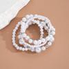 4Pcs/Set Imitation Pearl Heart Beads Bracelets Set for Women Simple Silver White Color Versatile Bracelets Fashion Party Jewelry