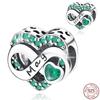 925  Silver January-December Birthday Stone Love Zircon Pendant Bead Fit Charms Necklace Bracelet Women Jewelry DIY Gift