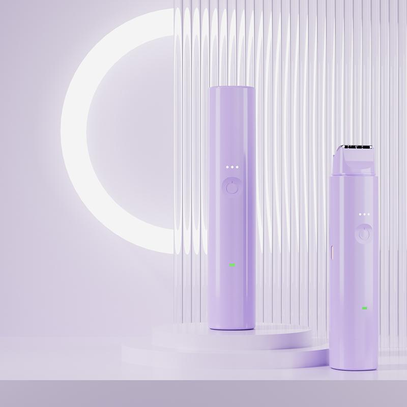 

1 шт. Электробритва 2-в-1 для удаления женских волос, портативный нож для удаления волос, беспроводной безболезненный триммер для тела, триммер для бикини фиолетовый