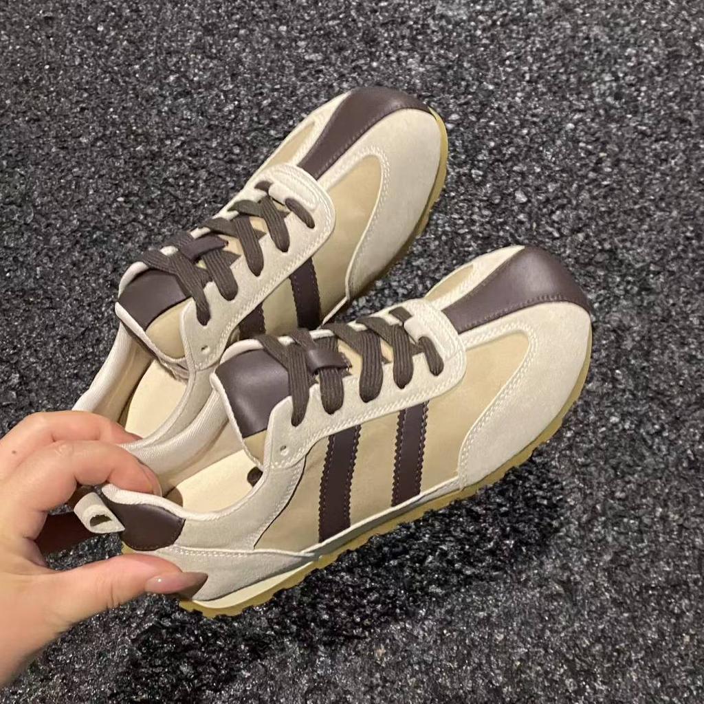 Leather Retro German Training Shoes Women's 2025 Spring and Autumn New Shoes Women's Shoes Versatile Flat-soled Sports Shoes Casual Forrest Gump Shoes