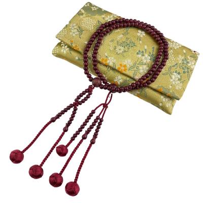 WONDERFUL LOTUS Nichiren Sect Prayer Beads Purple Heart 8 Size S Size Round Beads Purple Natural Wooden Prayer Beads Odamaki Sanskrit Tenbo with