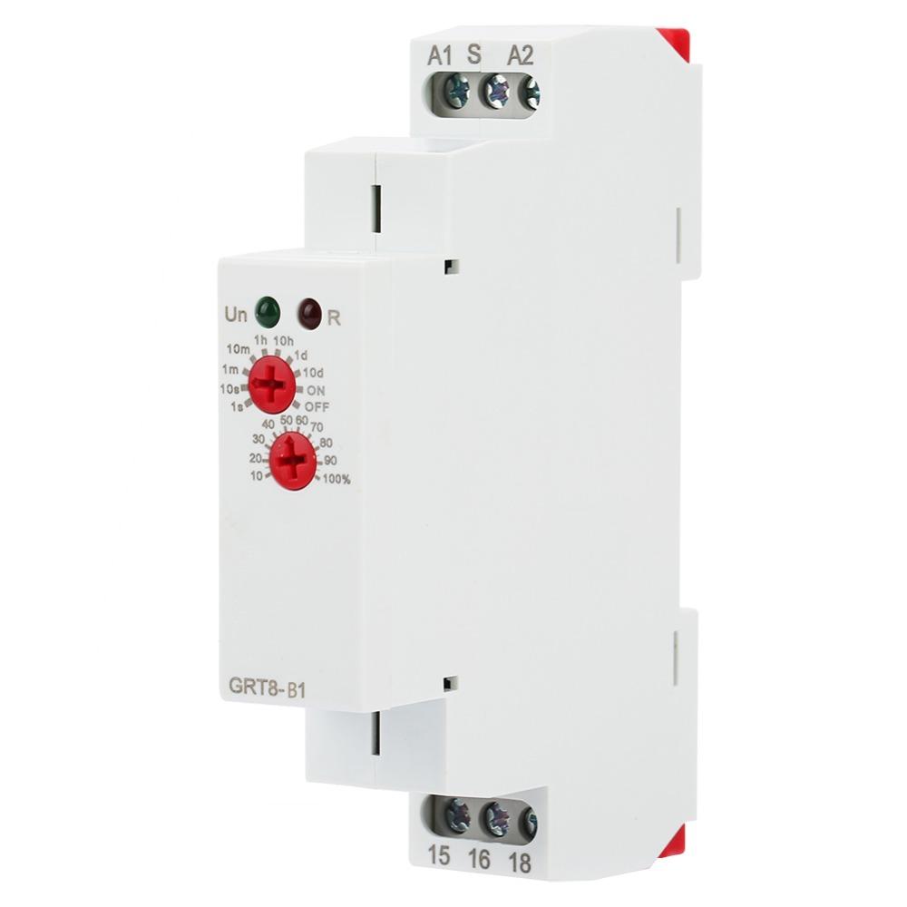 Intelligentes Relais GRT8-B1 Ausverzögerungszeitrelais Einstellbare Verzögerung AC 230V Ausverzögerungsrelais Mini-Größe Aus-Timer-Relais Verzögerungszeitgeber-Systeme