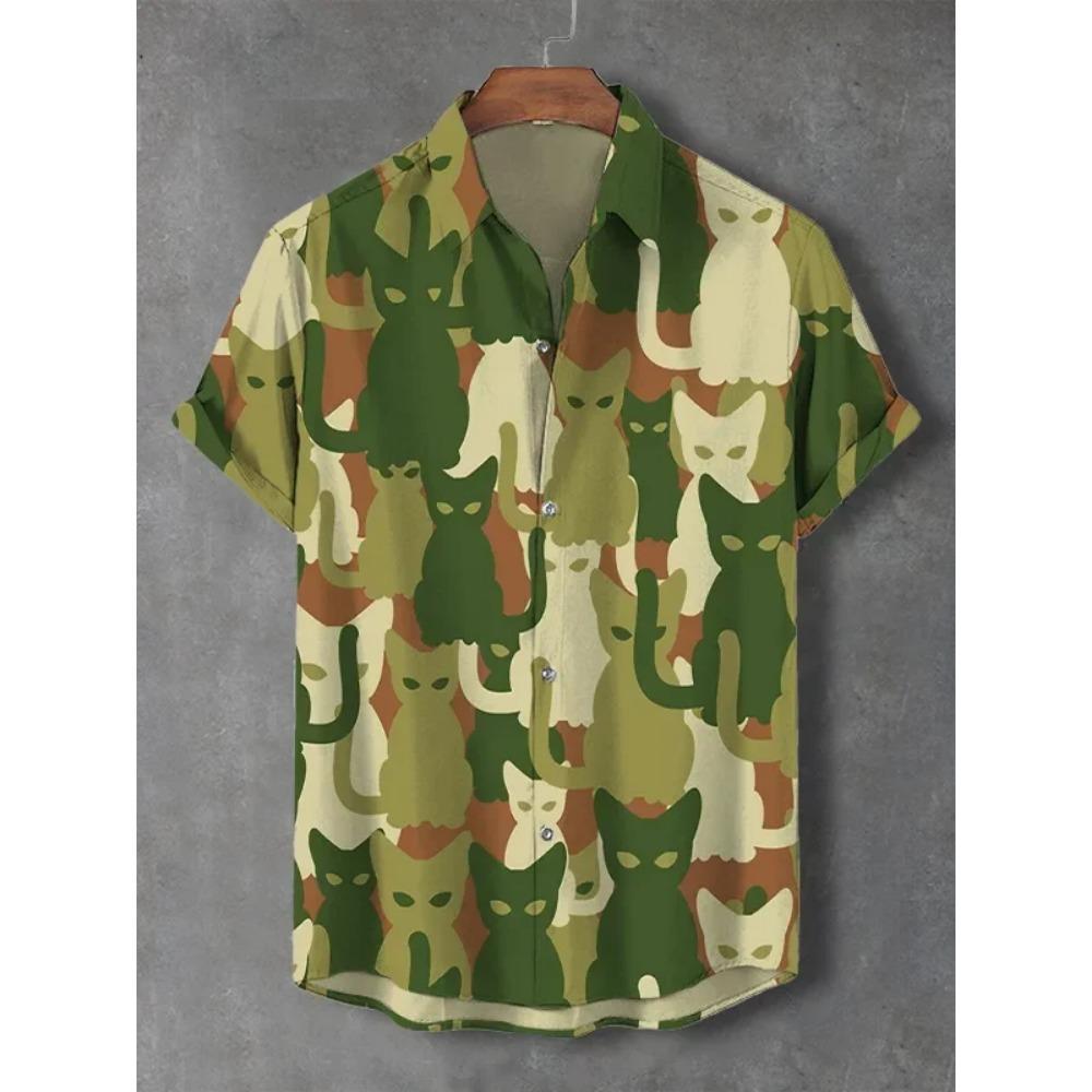 Men's Summer Short Sleeved 3D Digital Animal Printed Shirt Men's Casual Street Hip-hop Shirt Tops