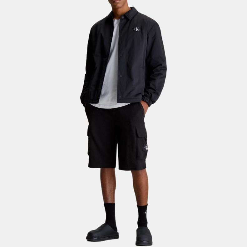 Calvin Klein Solid Color Logo Embroidered Cropped Casual Shorts Men Shorts Black J30J325136-BEH