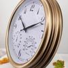 Wanduhr 15 Zoll Leise Mit Temperatur Feuchtigkeit Batteriebetrieben Wasserdicht Außen Garten Thermometer Hygrometer
