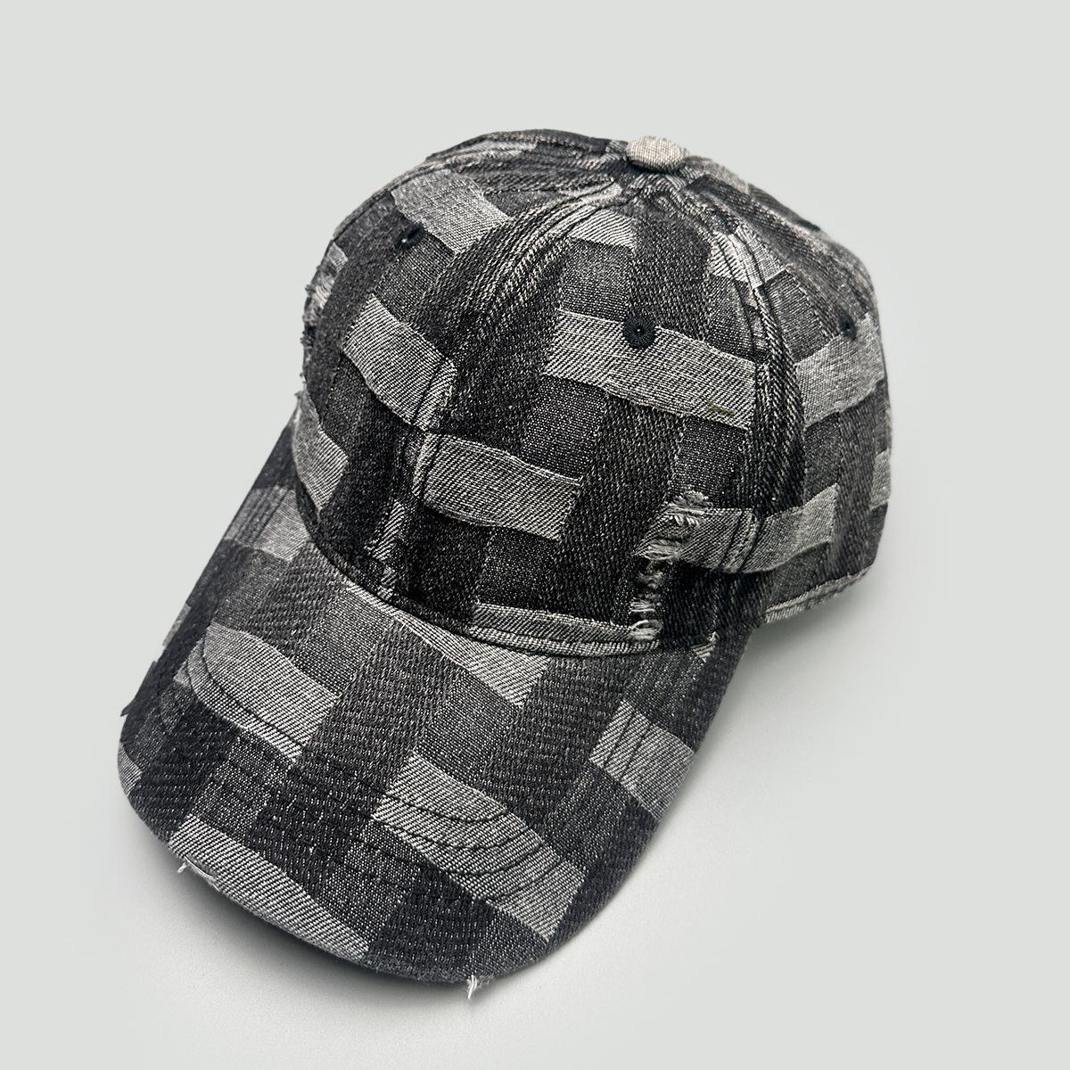 Spring And Summer Retro Denim Plaid Baseball Cap, Men S And Women S Holes, Wind Shading, Personalized Outdoor Cap 52-60cm