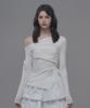 Mausolleum Double Ribbon Sheer Top - White