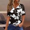 Women's T Shirt Tee Print Button Short Sleeve Daily Weekend Fashion Basic V- Neck Regular Top