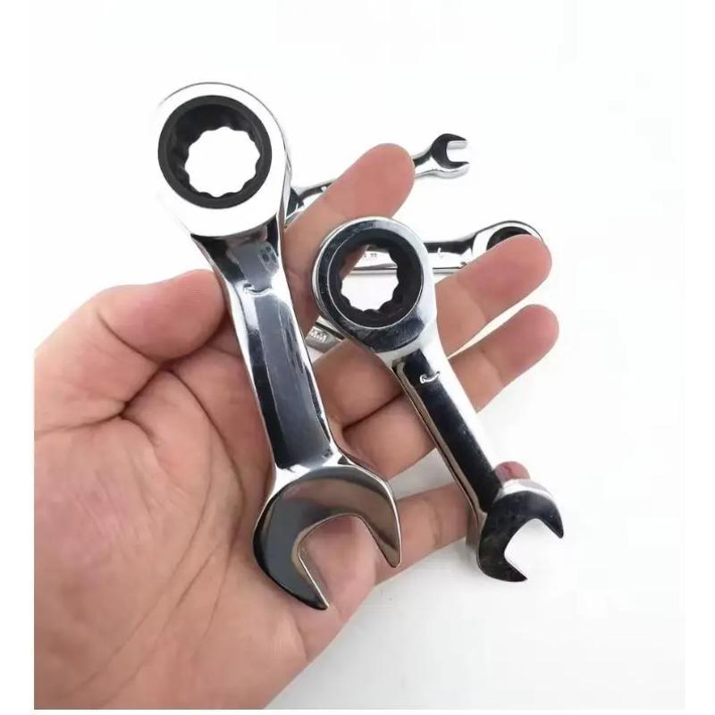 Short handle adjustable head ratchet wrench mini fast ratchet wrench labor-saving auto repair hardware dual-purpose wrench tool