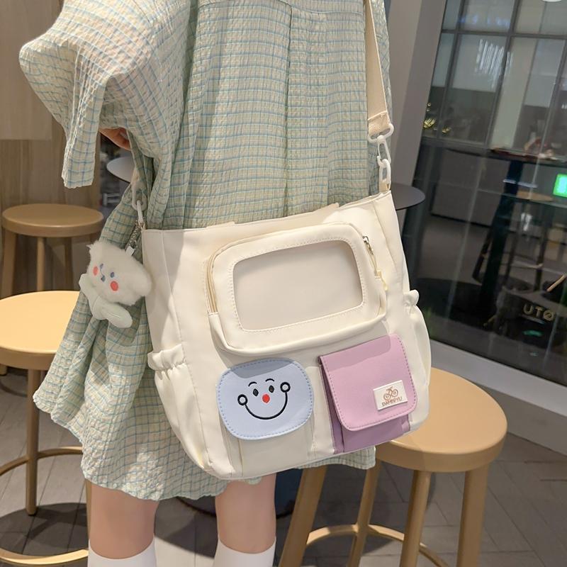 Student Large Capacity Crossbody Bag Color Block Girl Shoulder Bag Book Bag Handbag