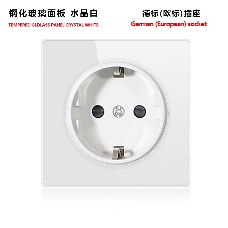 European Standard USB Wall Socket Tempered Glass Panel Socket Household Concealed Round Box Installation Socket Batch