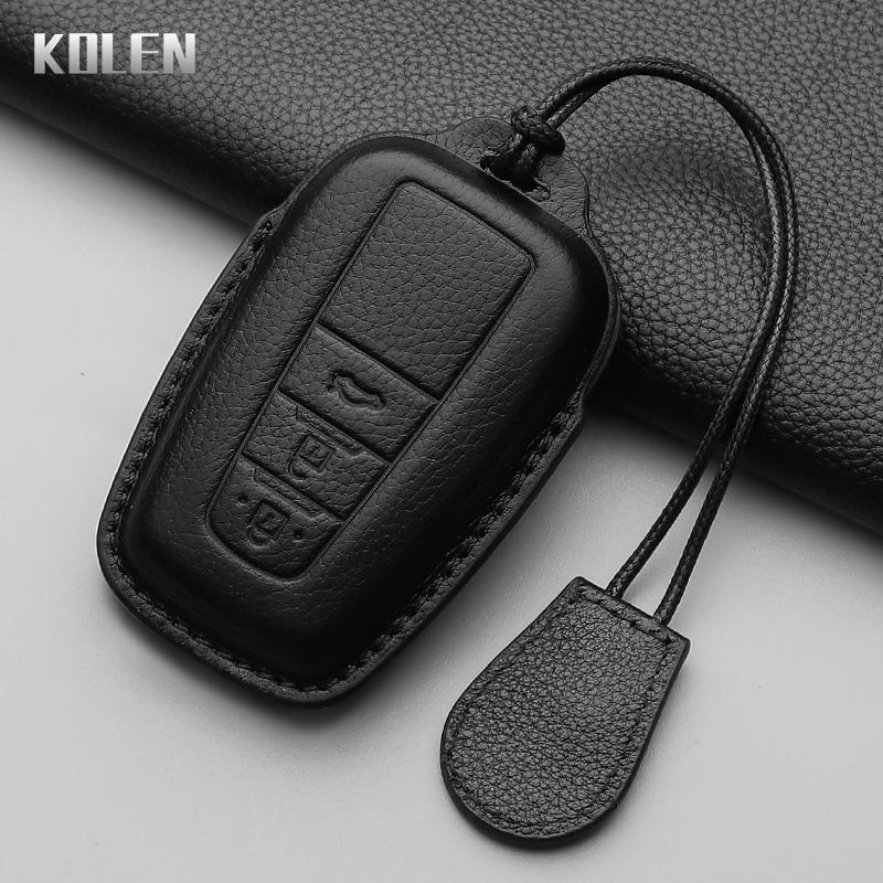 Genuine Leather Auto Smart Key Fob Cover Case Housing Fit For Toyota Prius Camry Corolla Chr C-Hr Rav4 Land Cruiser Prado 2 3 4 Button Auto