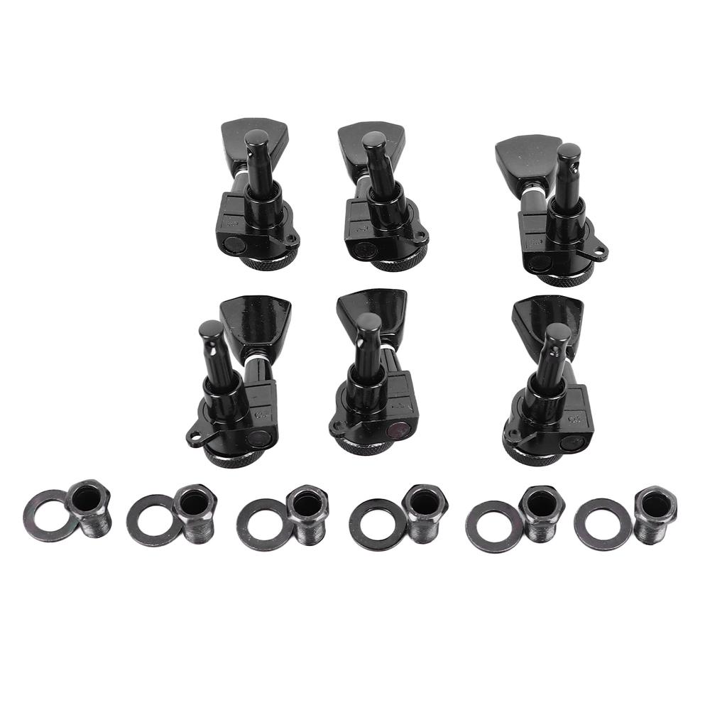6PCS Guitar Locking Tuners Triangular Head String Tuning Key Pegs Machine Heads Replacement 3 Right 3 Left GC402A Black