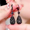 Charmante schwarze Kristall-Tropfenform-Hängeohrringe für Damen Mode Personalisierter Alltags-Schmuck Party-Schmuck Geburtstagsgeschenk