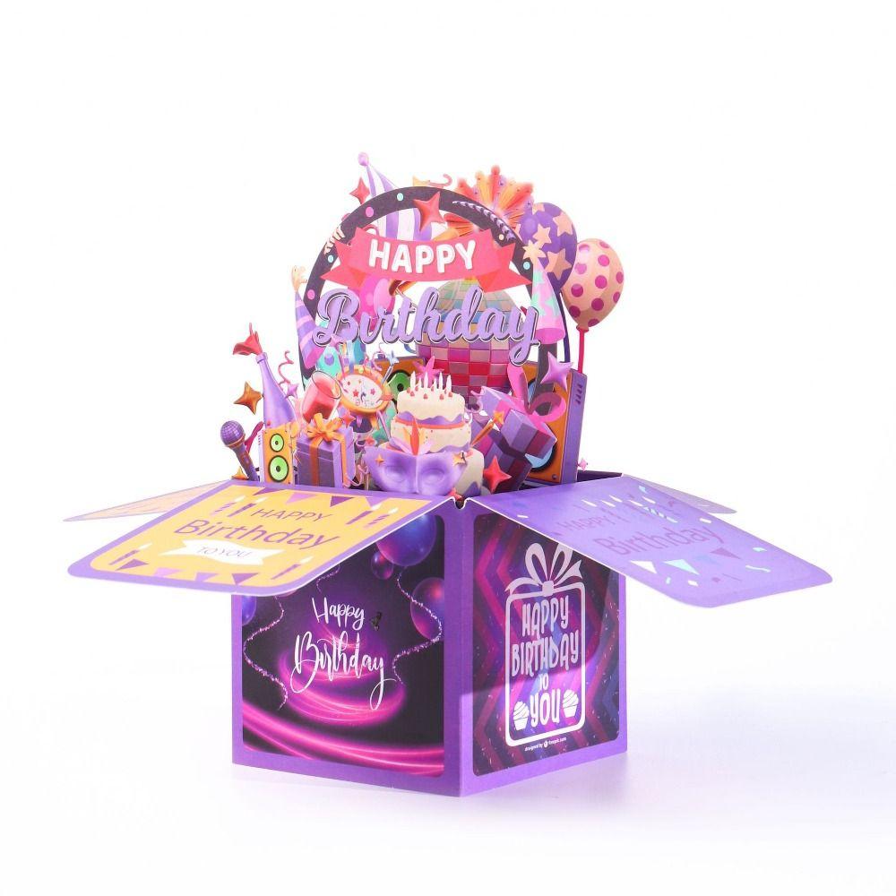 Happy Birthday 3D Pops-up Bouquet Birthday Wedding Greeting Card Fashion Paper Flowers
