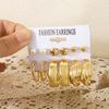 6 Stück/Set Vintage Goldfarbene Gedrehte Creolen-Ohrringe Set Für Damen Minimalistischer Metall-Herz Geometrischer Klobiger Ohrring Schmuck