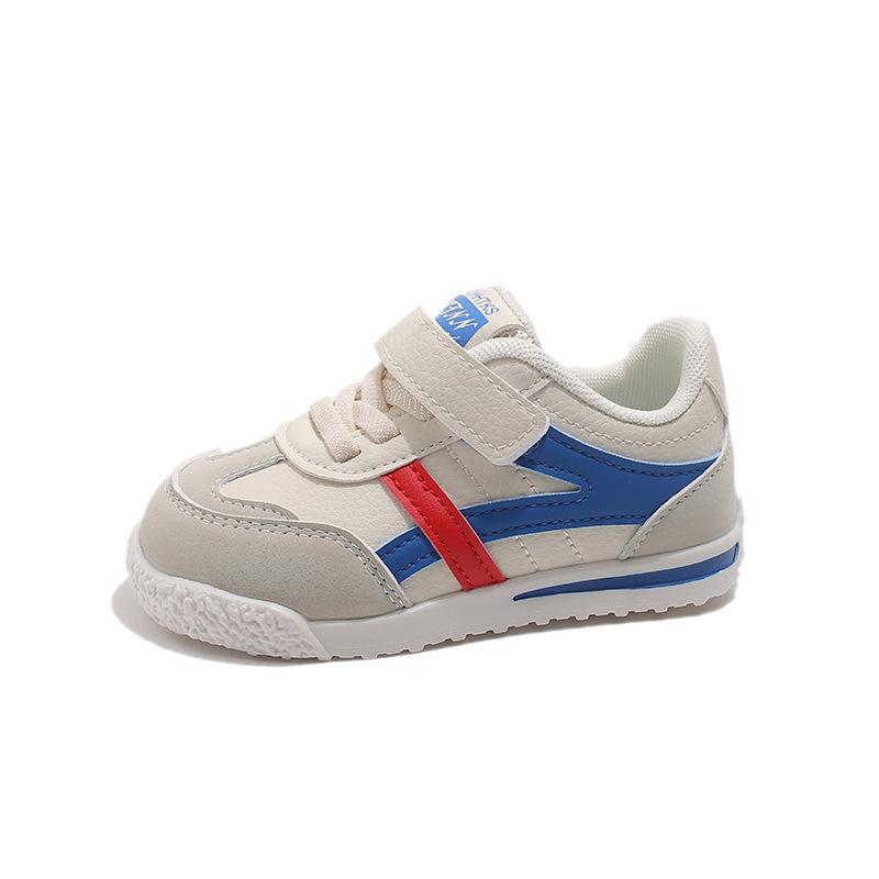 

2026 Girls Casual Leather Sports Shoes - Red/Blue Striped, Trendy Spring/Autumn German Training Footwear 24: 15 cm синій
