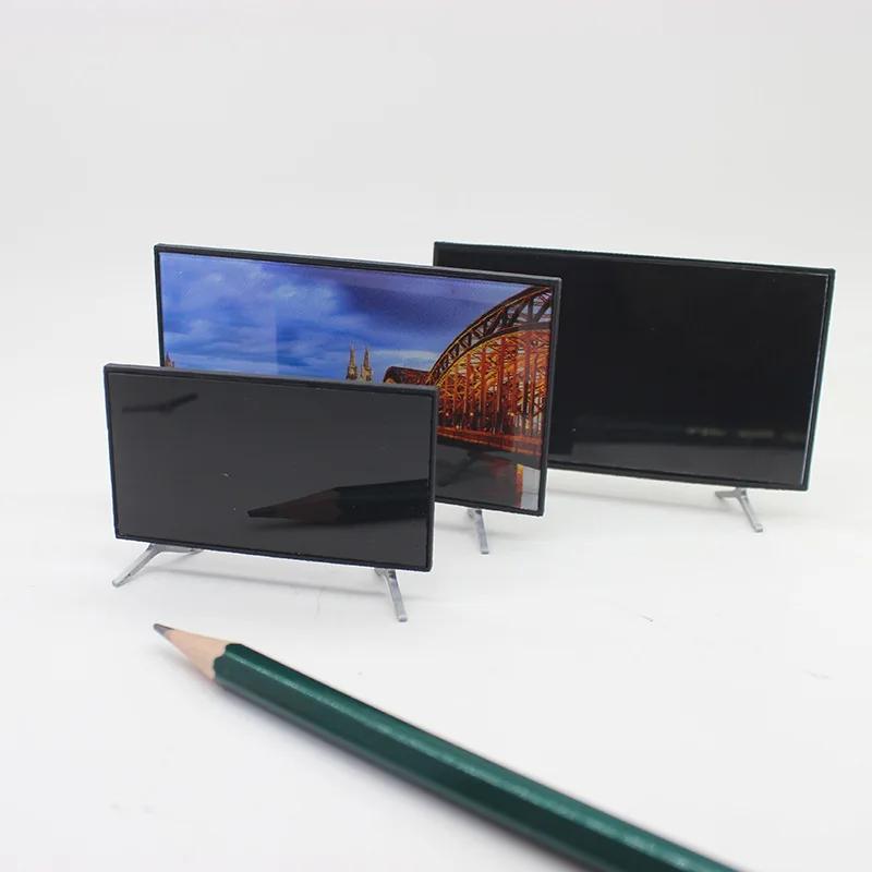 Miniatur-Fernseher im Maßstab 1:12 mit Ständer - Puppenhaus-Accessoire für Heimdekoration, realistisches Modell für DIY-Basteln und Geschenke, kleine Ornament