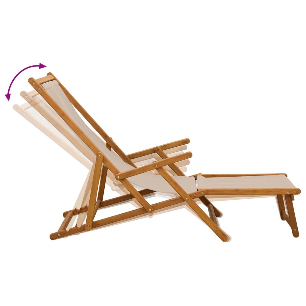 Foldable Sun Lounger Solid Eucalyptus Wood Beige