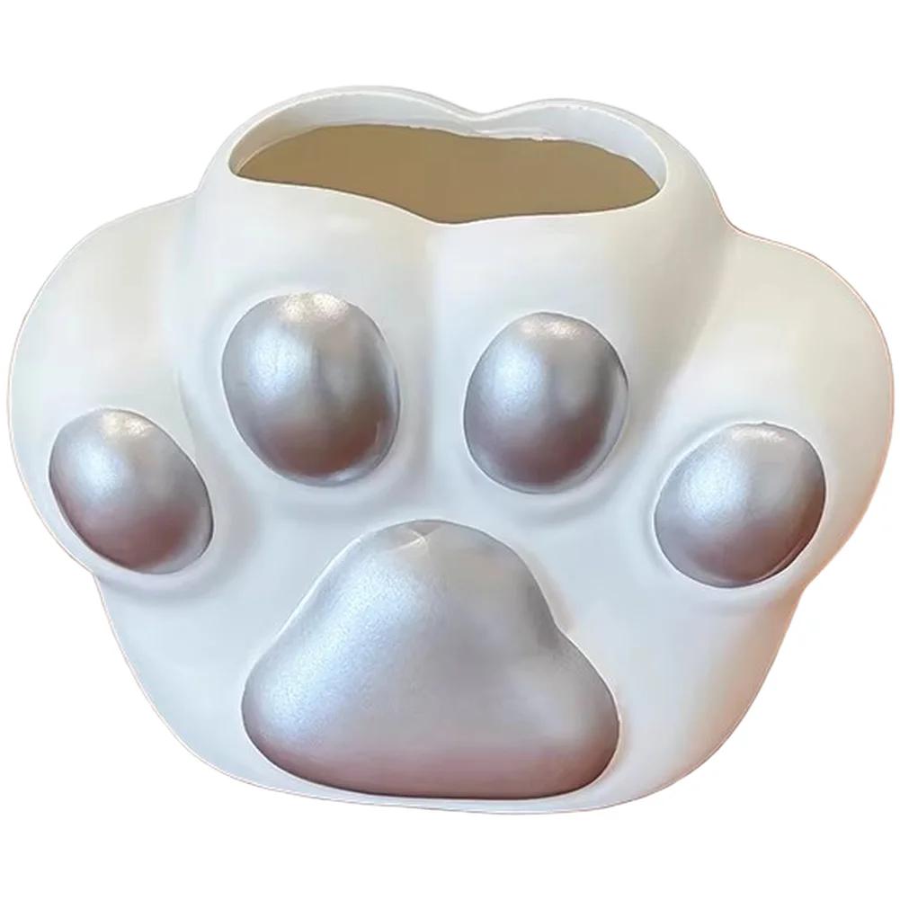 

Modern Cat Paw Shaped Flower Pot Decorative Vase For Home Desktop Art Present Creative Cute Cat Paw Vase Desktop Decoration Flow серебряный