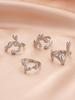 4PCS Hip Hop Fashion Geometric Water Drop Shape Women's Ring Set Music Festival Ball Zircon