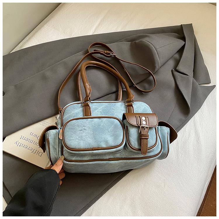 2025 new Korean popular fashion bowling bag female Sen Meng niche underarm bag handbag commuter messenger bag