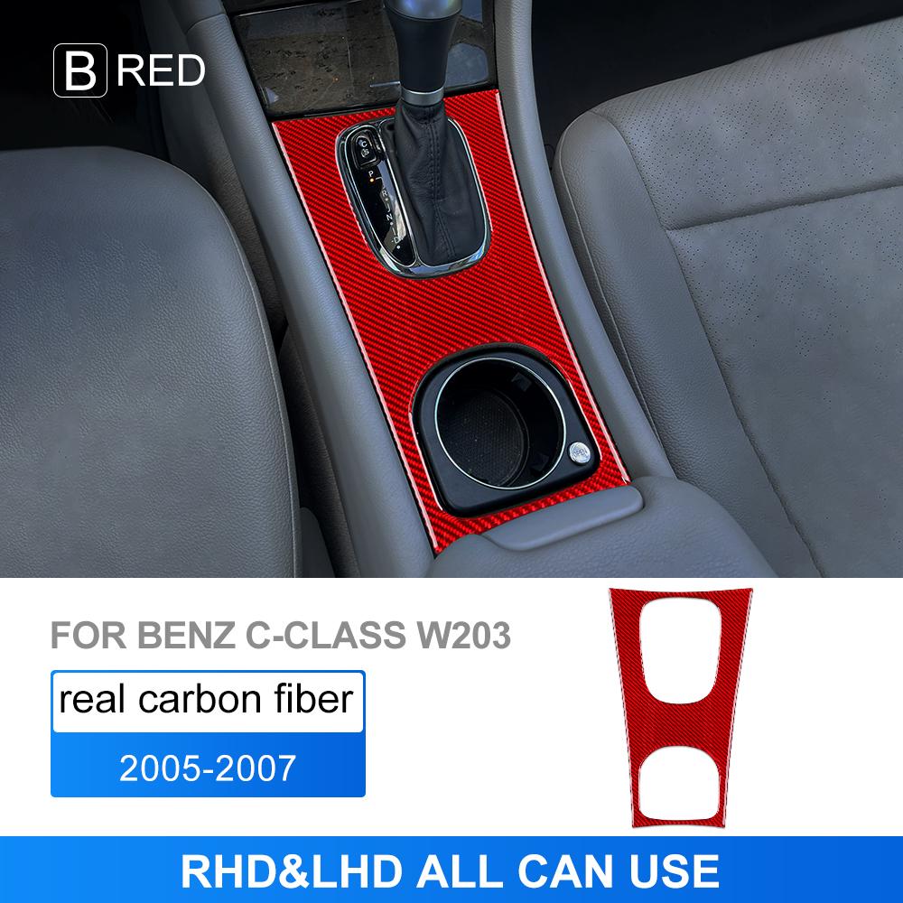 Real Soft Carbon Fiber for Mercedes Benz C Class W203 2005 2006 2007 Car Gear Shift Panel Sticker Trim Interior Accessories